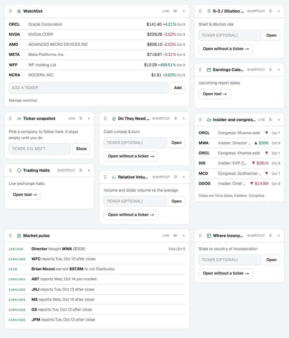 StockTools — SEC Filings, Insider Trading, Congress Trades & AI Stock ...