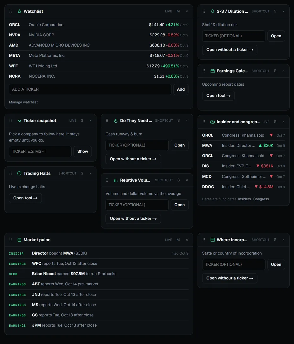 StockTools — SEC Filings, Insider Trading, Congress Trades & AI Stock ...
